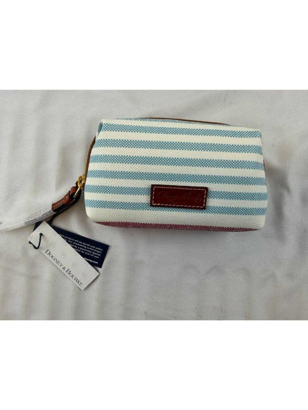 NWT Dooney & Bourke Logo Cosmetic Makeup Bag Pouch Westerly Collection Sky/Red